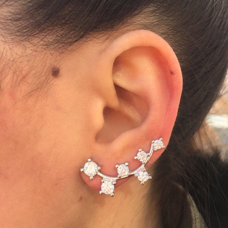Sterling Silver Diamond Ear Cuff Earrings - amoriumjewelry