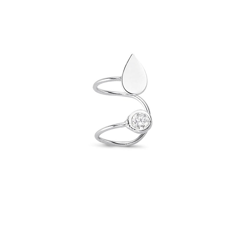 Sterling Silver Drop Bezel Ear Cuff - amoriumjewelry