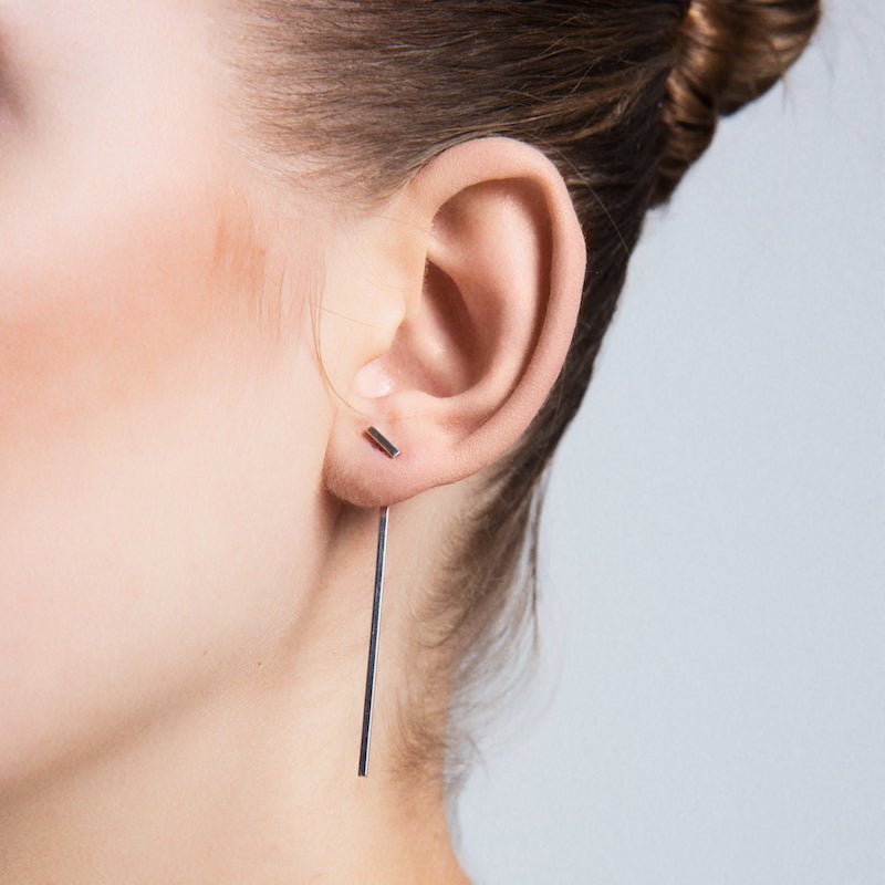 Sterling Silver Flat Bar Ear Jackets - amoriumjewelry