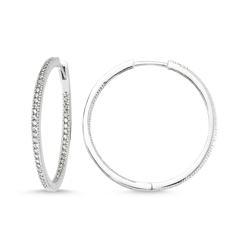 Sterling Silver Hoop Earrings - Double sided CZ - amoriumjewelry