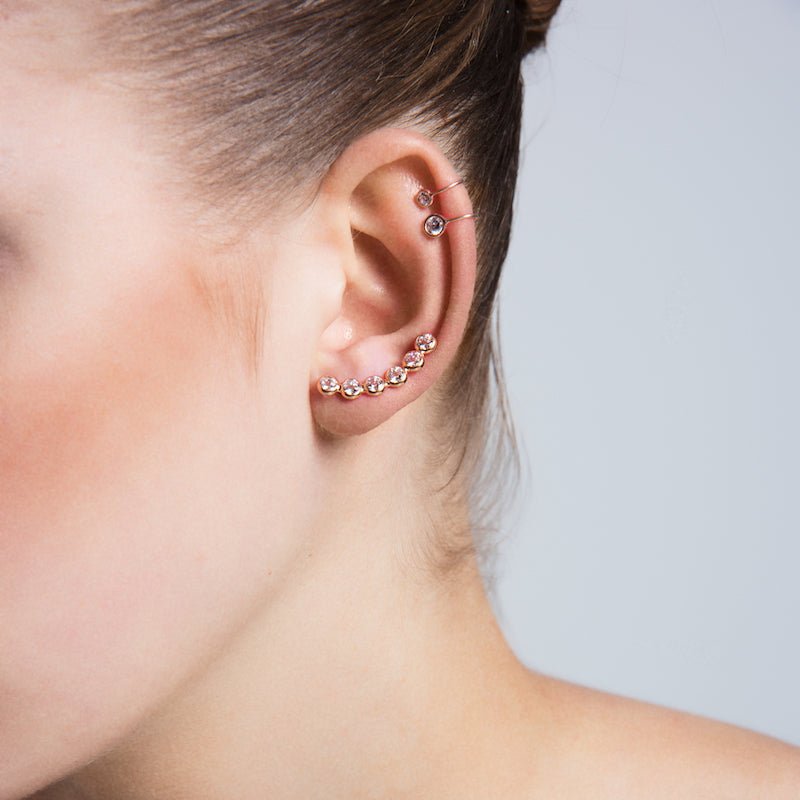 Sterling Silver Leah Ear Cuff Earrings Set in Rose Gold - amoriumjewelry