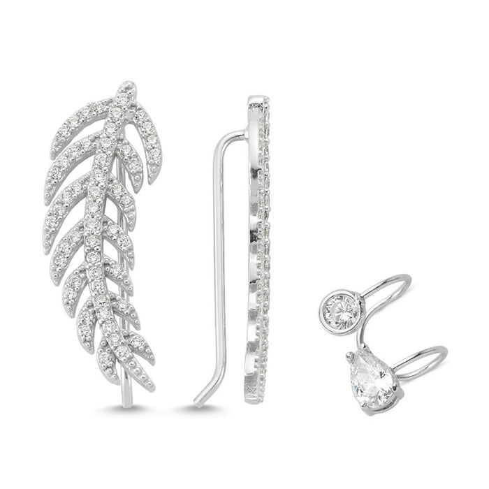 Sterling Silver Rebecca Ear Cuff Earrings Set - amoriumjewelry