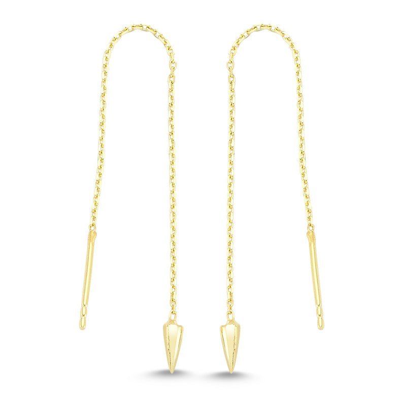 Sterling Silver Spike Ear Threader Earrings in Gold - amoriumjewelry