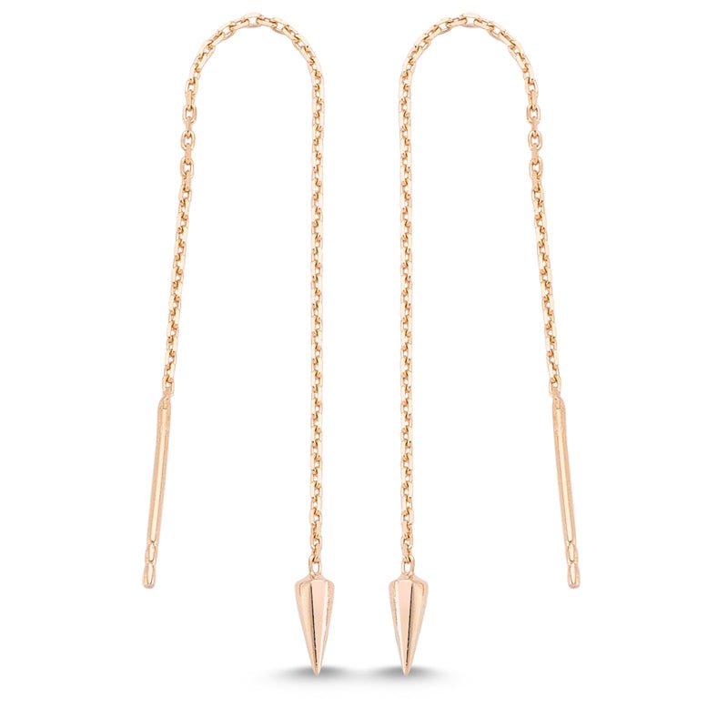 Sterling Silver Spike Ear Threader Earrings in Rose Gold - amoriumjewelry