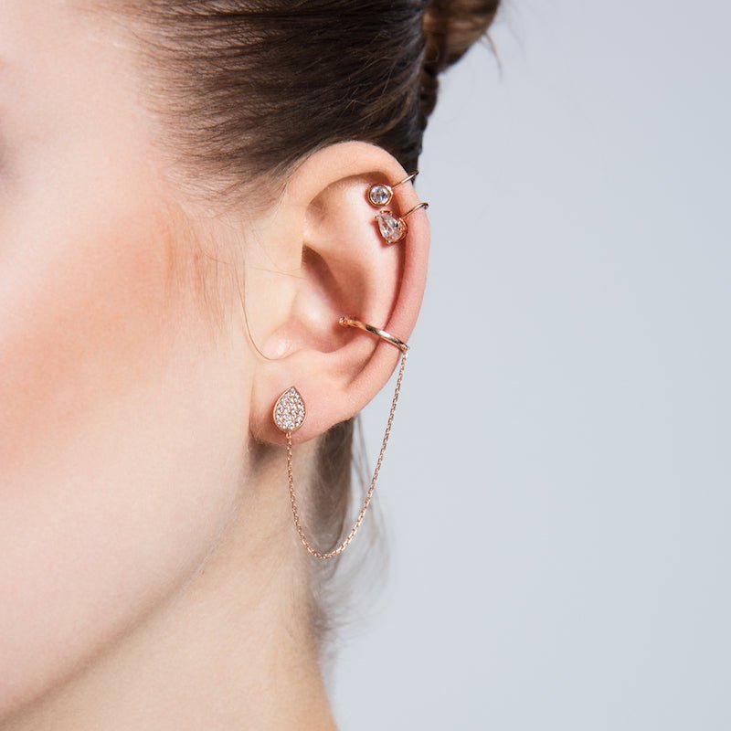 Sterling Silver Stella Ear Cuff Earrings Set in Rose Gold - amoriumjewelry