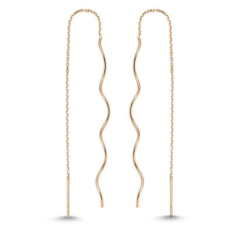 Sterling Silver Swirl Threader Earrings in Rose Gold - amoriumjewelry