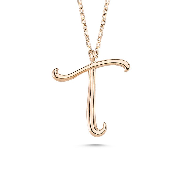 T Initial Necklace Rose Gold - amoriumjewelry