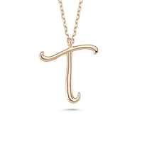 T Letter Mini Initial Silver Necklace - amoriumjewelry