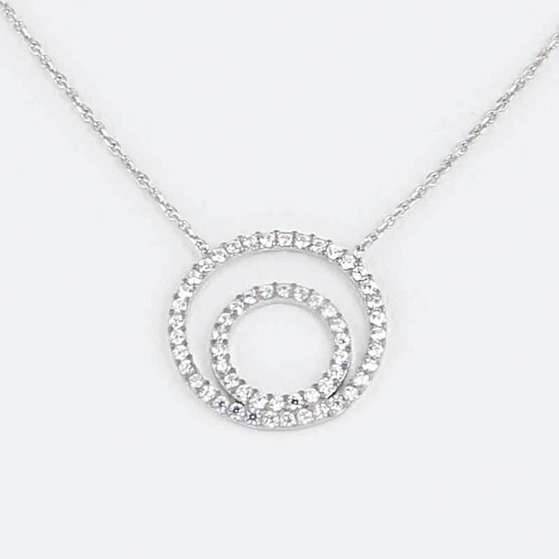Two Circle Sterling Silver Necklace - amoriumjewelry