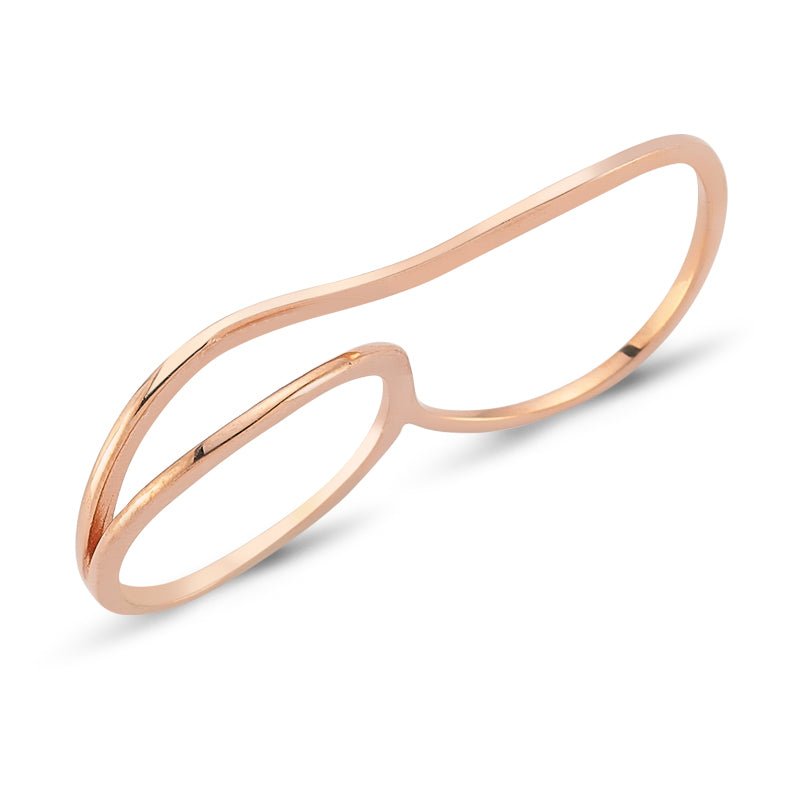 Two-Finger Wave Ring in Rose Gold - amoriumjewelry