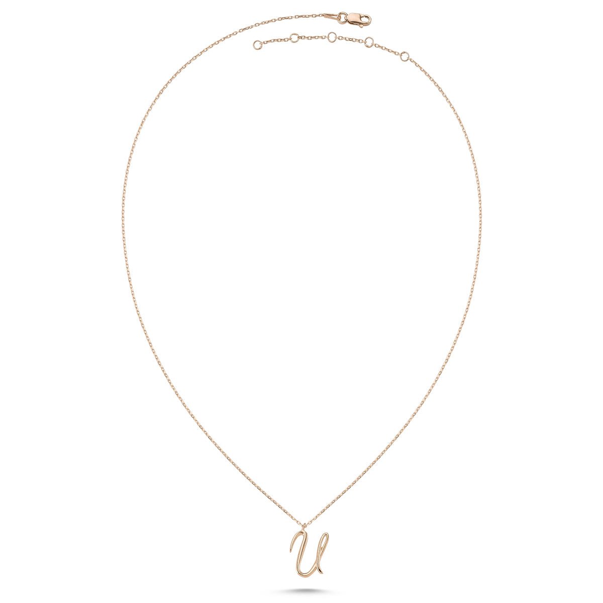 U Letter Mini Initial Silver Necklace - amoriumjewelry