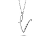 V Letter Mini Initial Silver Necklace - amoriumjewelry