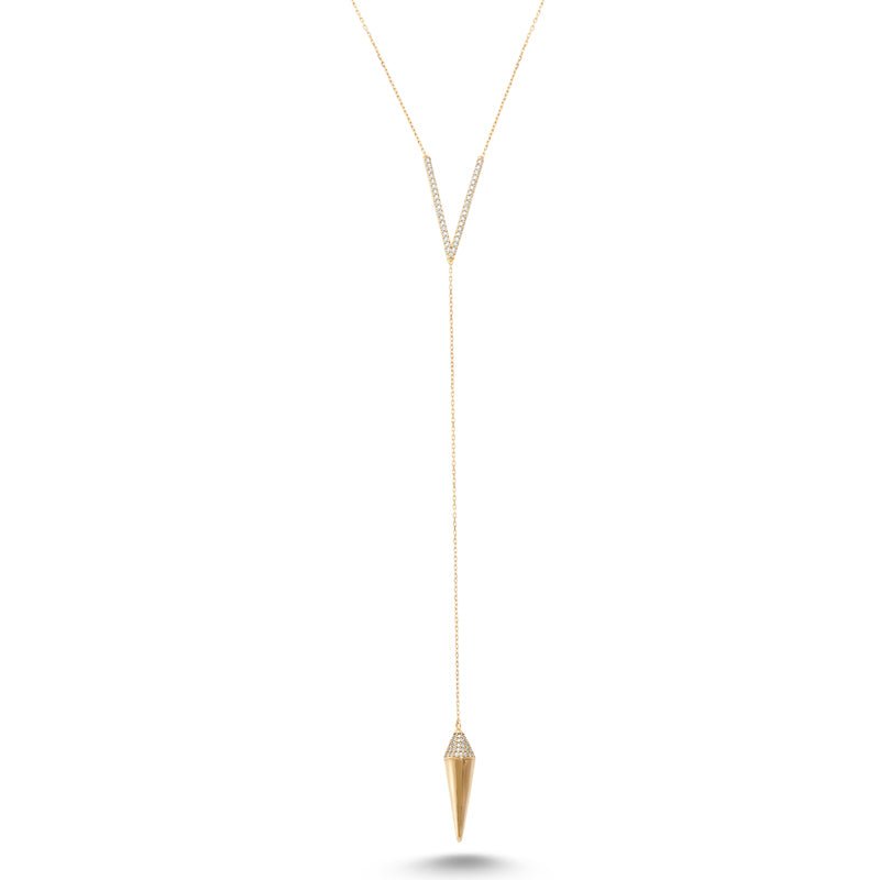 V Pendulum Necklace in Gold - amoriumjewelry