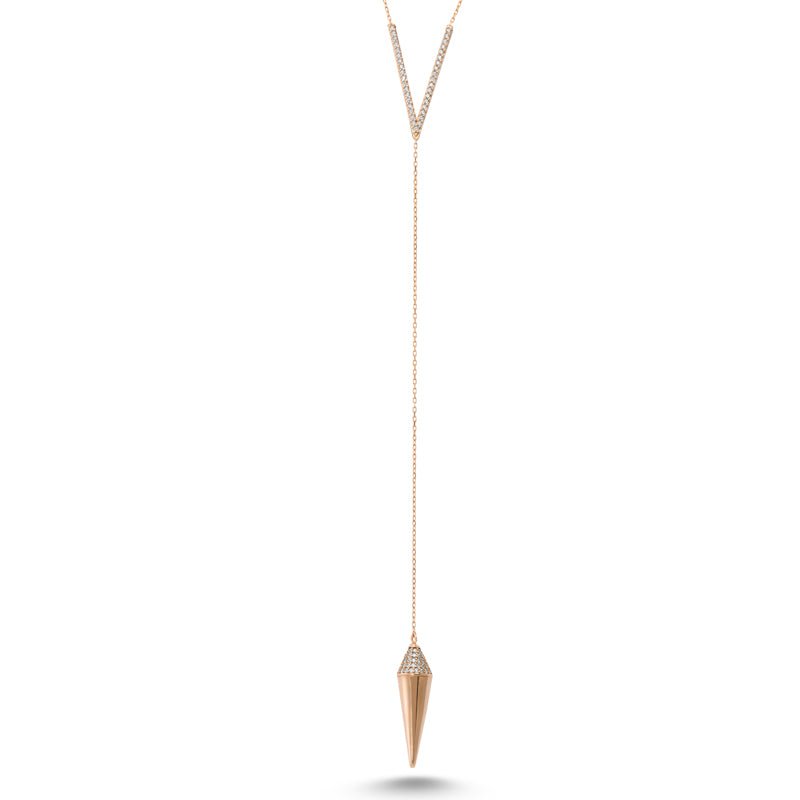 V Pendulum Necklace in Rose Gold - amoriumjewelry