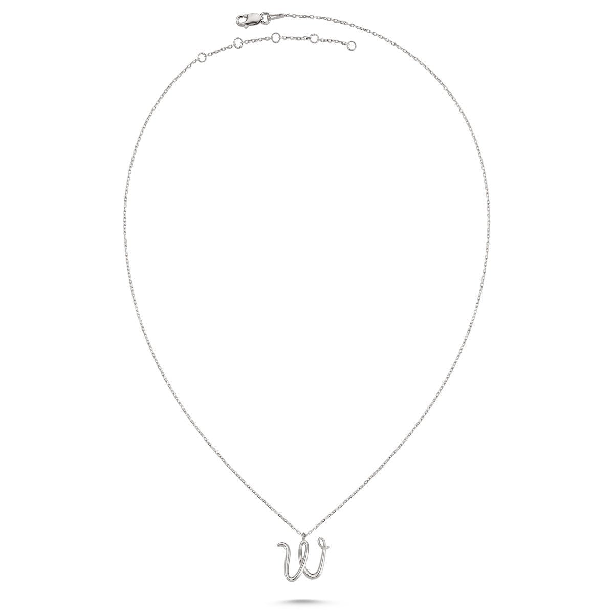 W Letter Mini Initial Silver Necklace - amoriumjewelry