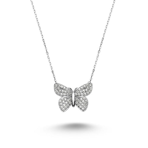 Dainty Silver Butterfly Necklace Pendants Collection Amorium Jewelry