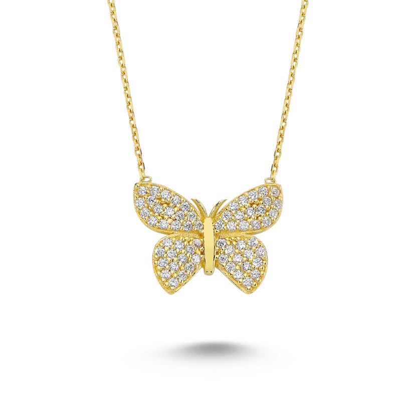 White Butterfly Necklace in gold - amoriumjewelry