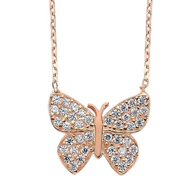 White Butterfly Necklace in rose gold - amoriumjewelry