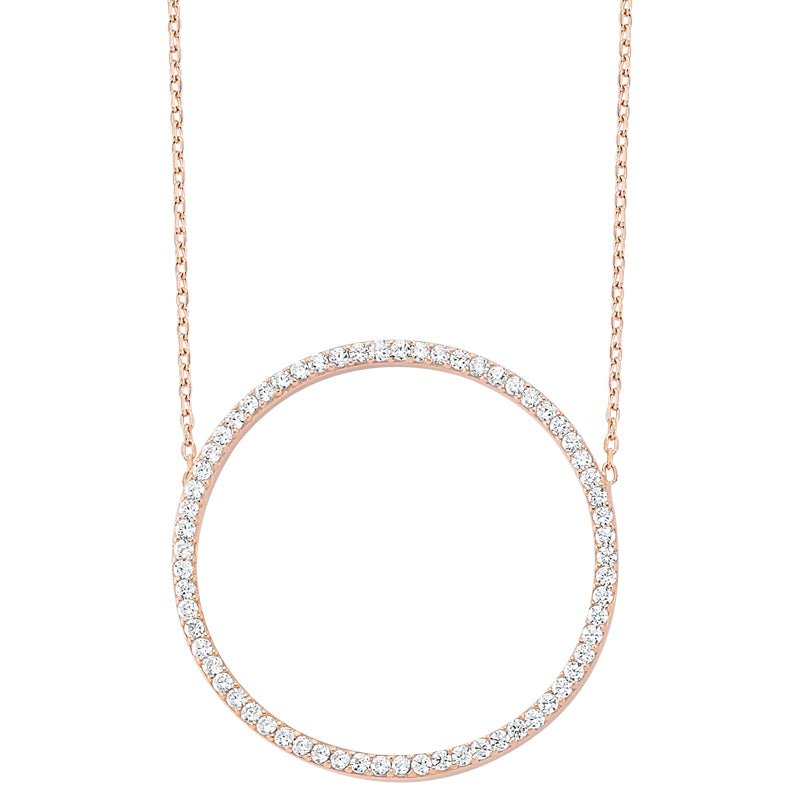 White Circle Necklace in Rose Gold - amoriumjewelry