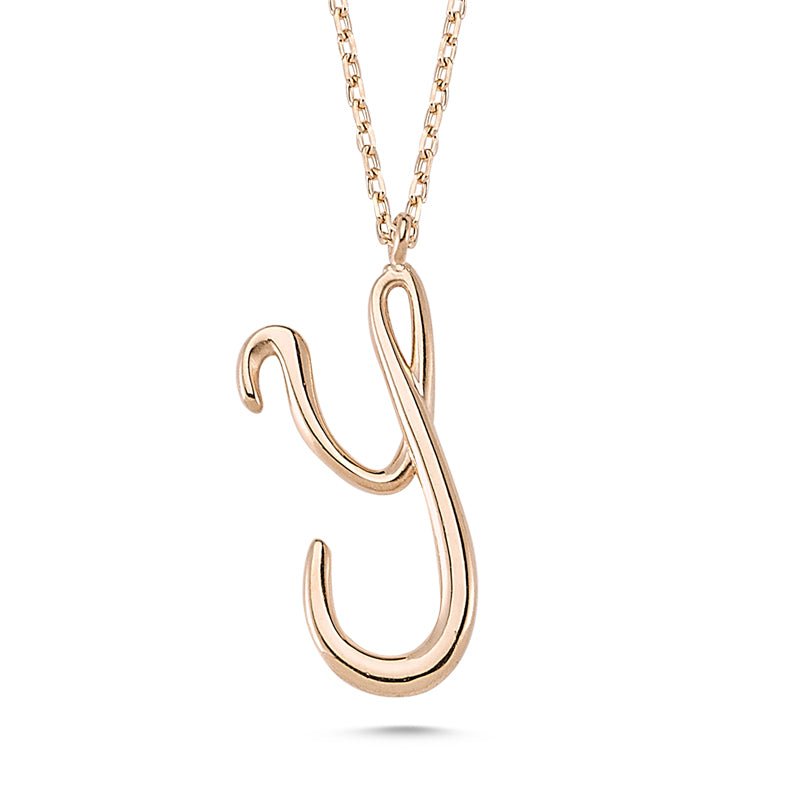 Y Initial Necklace Rose Gold - amoriumjewelry