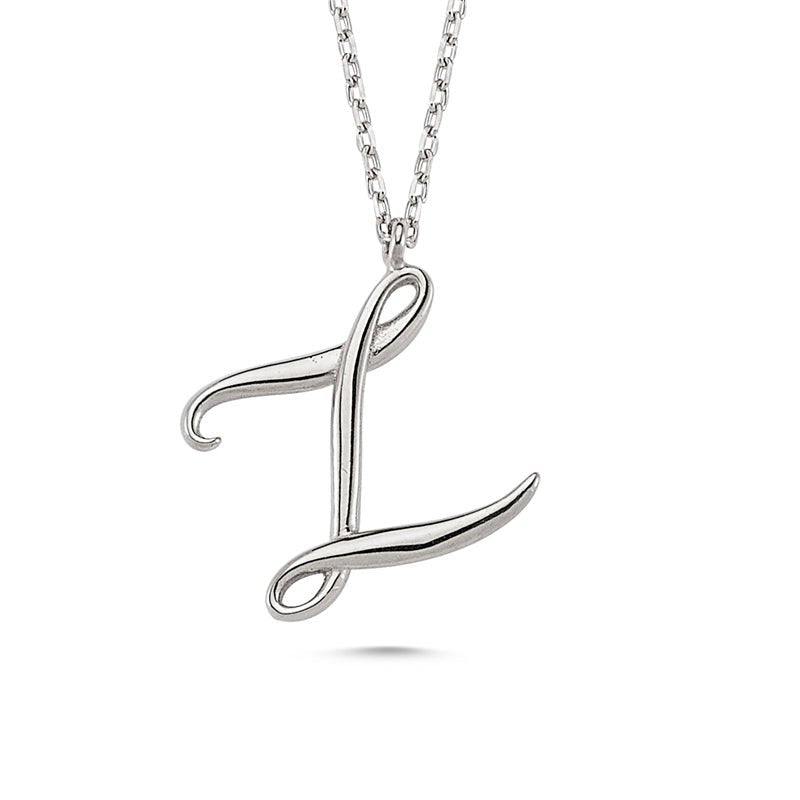 Z Letter Mini Initial Silver Necklace - amoriumjewelry