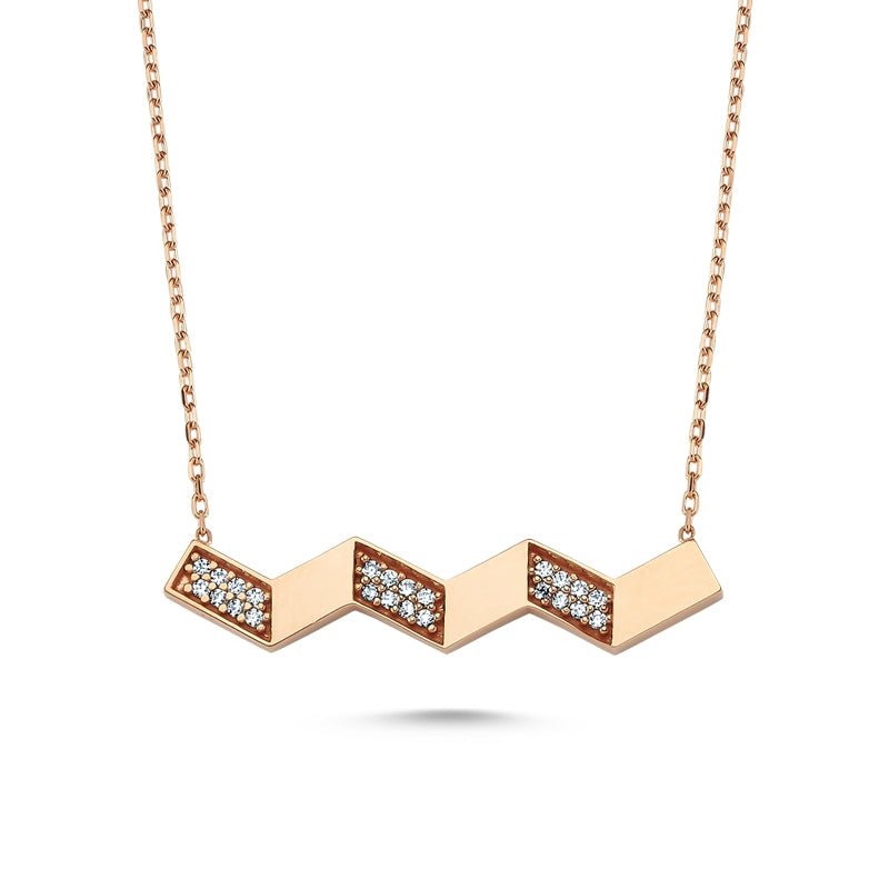 ZigZag Bar Necklace in rose gold - amoriumjewelry